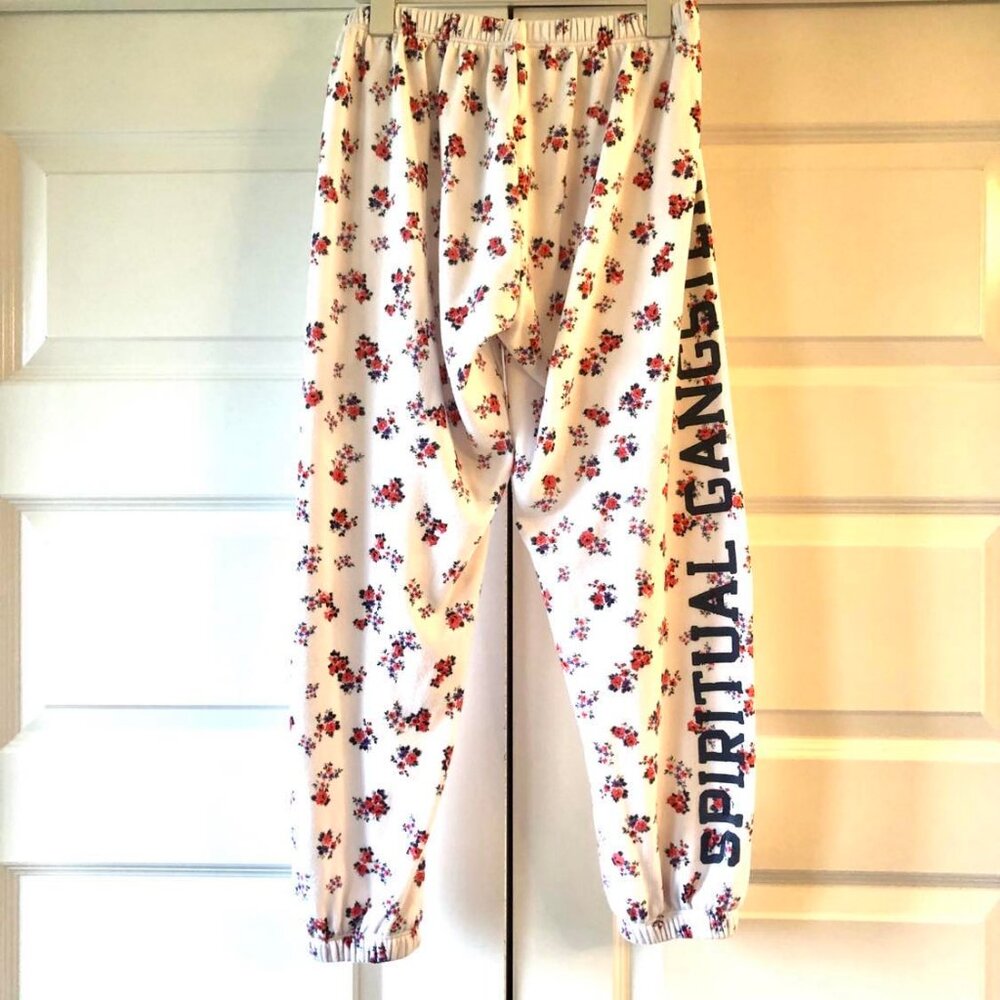 SPIRITUAL GANGSTER Perfect SG Varsity Logo Ditsy Floral Jogger Sweat Pant M NWOT - Picture 7 of 9